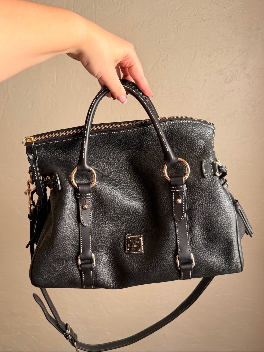 Dooney & Bourke Black Pebbled Leather Satchel